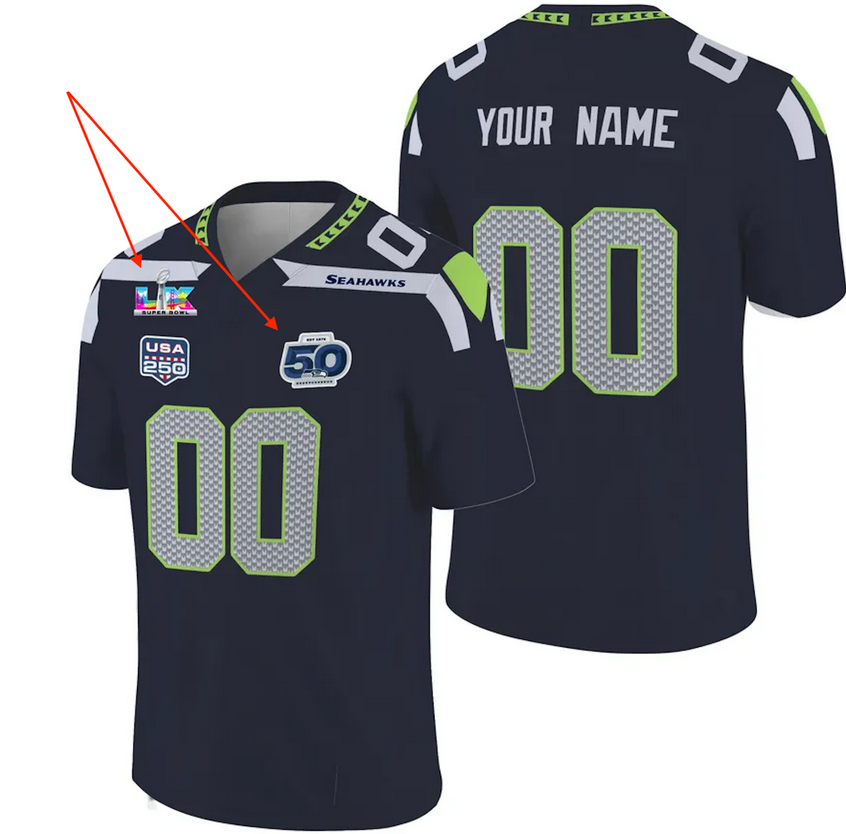 CUSTOM Men 2026 Seattle Seahawks blue Nike Limited NFL Jersey